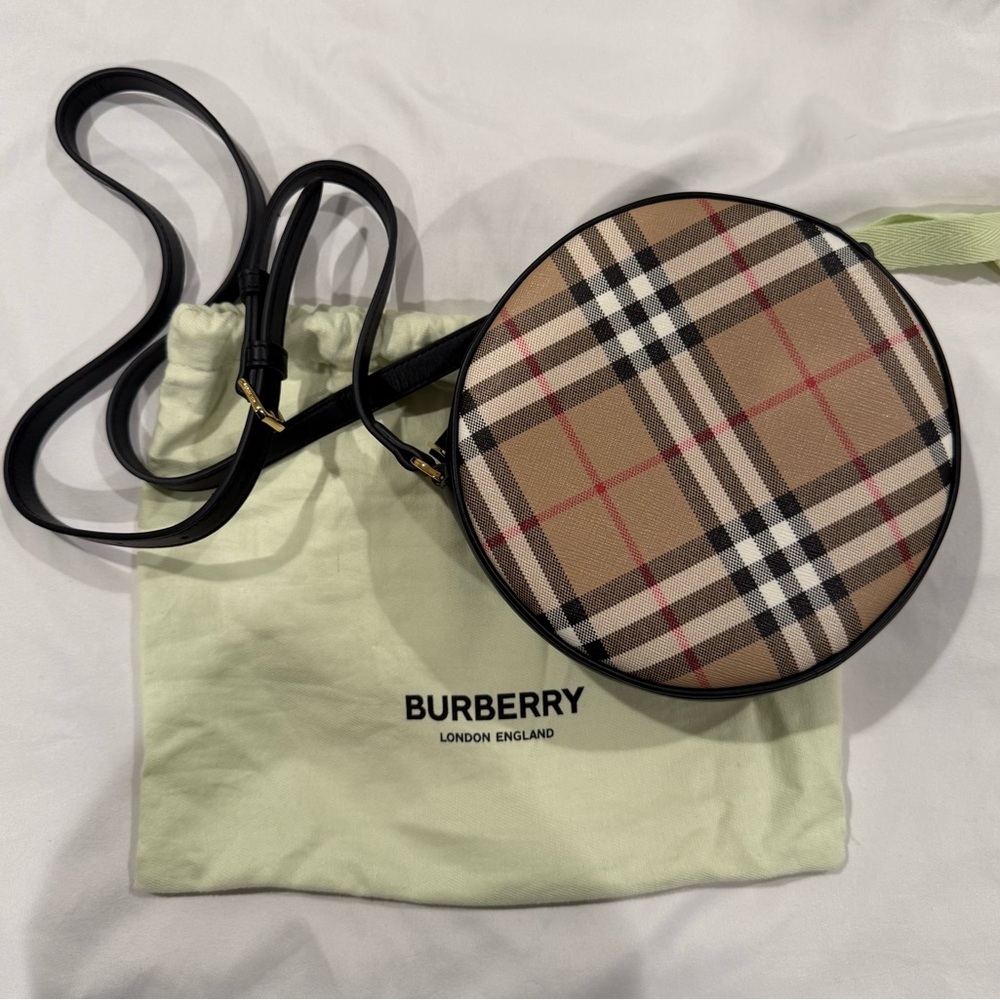 Authentic Burberry Louise Vintage Check Cotton Round Bag *NEW*